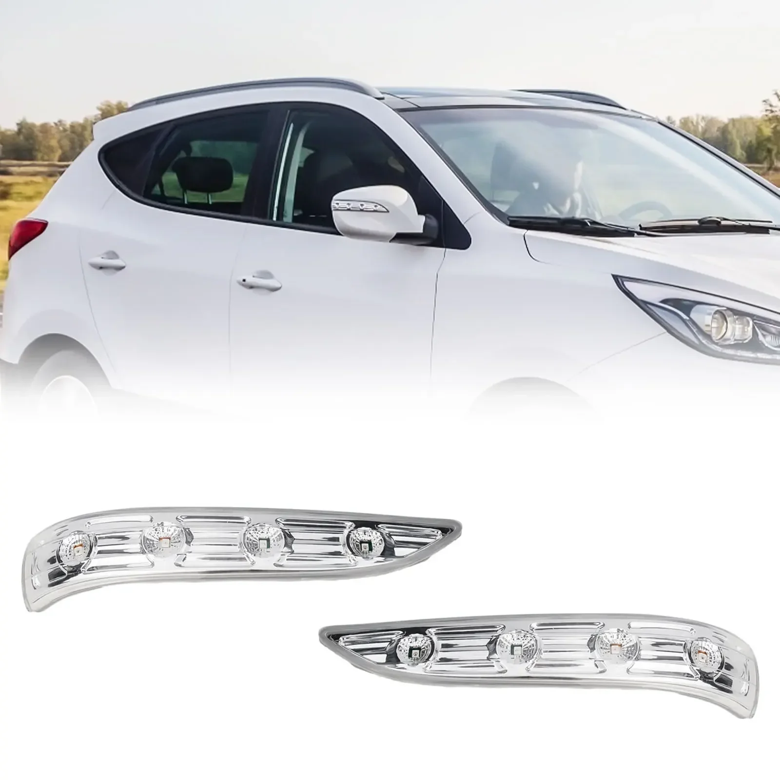 1 par de luces LED LH y RH para espejo, lámpara de señal de giro, luces de marcha atrás para espejo retrovisor para Hyundai Tucson IX35 2010-2015 87614-2S200