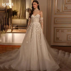 LORIE Glitter Wedding Dresses 3D Flowers Shiny Sweetheart Bride Gown Applique Princess Bridal Dress vestidos de novia Customized