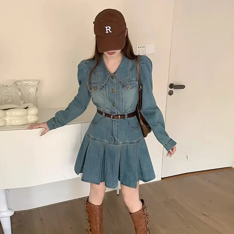 kpop denim belt dress Denim Belt Dress Kpop