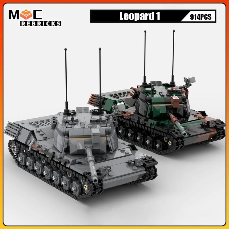 

Military Series Attack Weapons War Leopard Set Tank Car Model Modular Assembly MOC Building Block Technology Brick Toy Xmas Gift