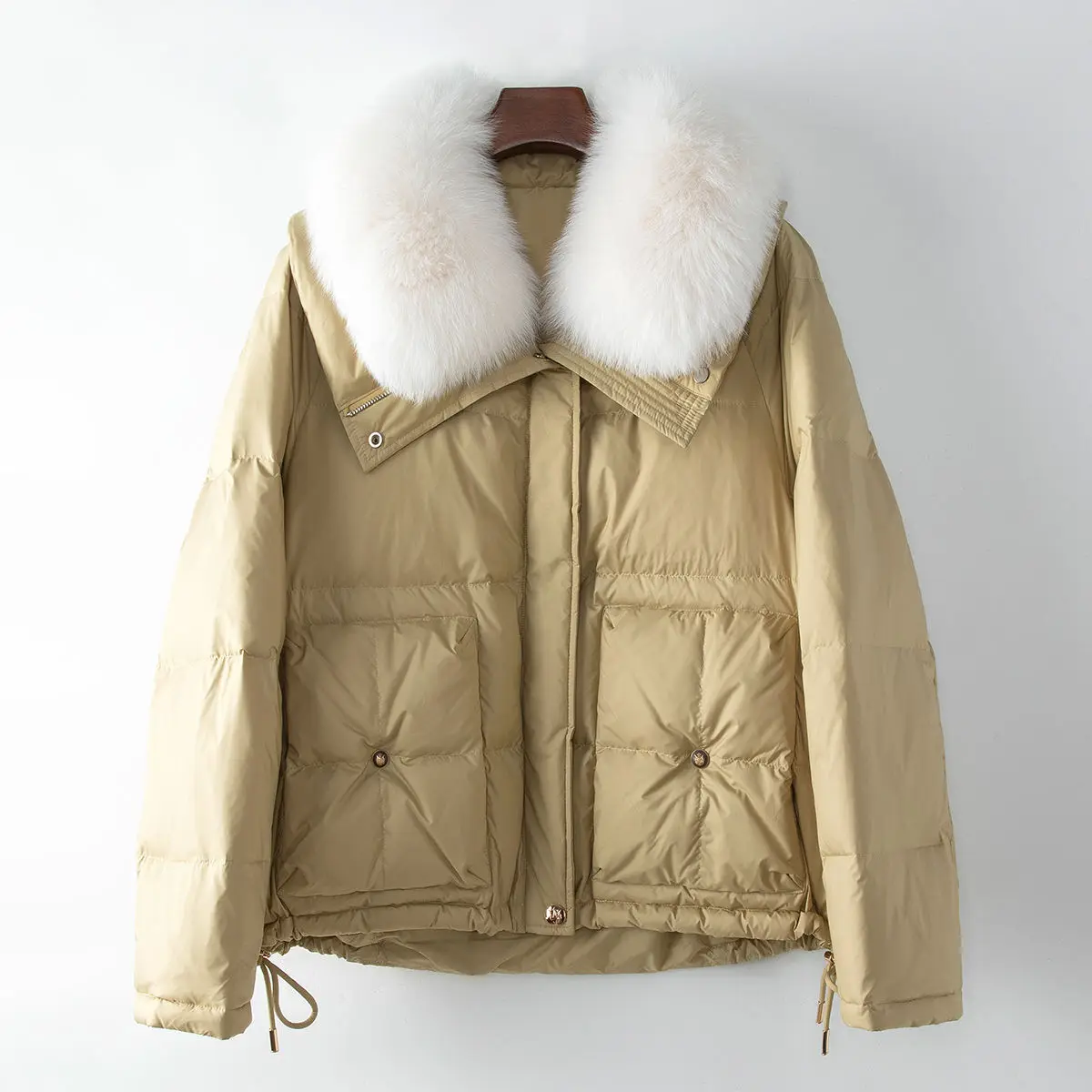 clothing for spring 2024, new women's fox fur collar, casual goose down jacket, warm down jacket