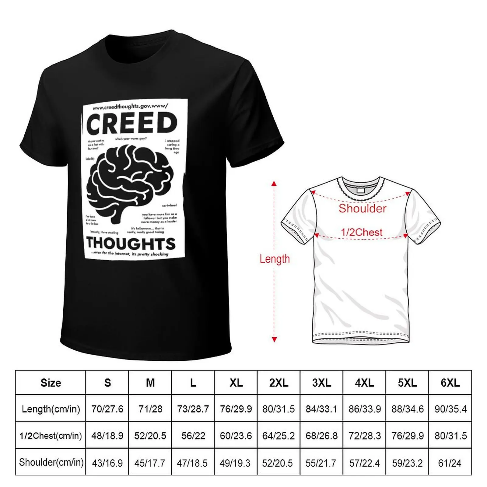 Creed Thoughts [WhiteArt] T-Shirt Large Size Breathable Tee