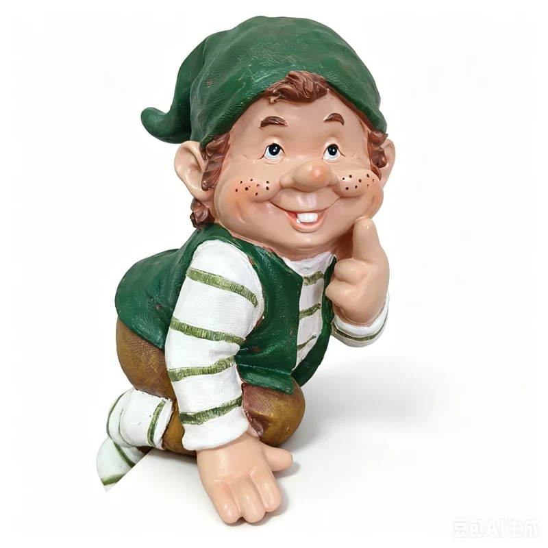 Cute Garden Gnome Statue , Hand‑Painted Resin Elf Figurines, Whimsical Dwarf Ornaments for Outdoor Lawn Yard Patio Flower Bed