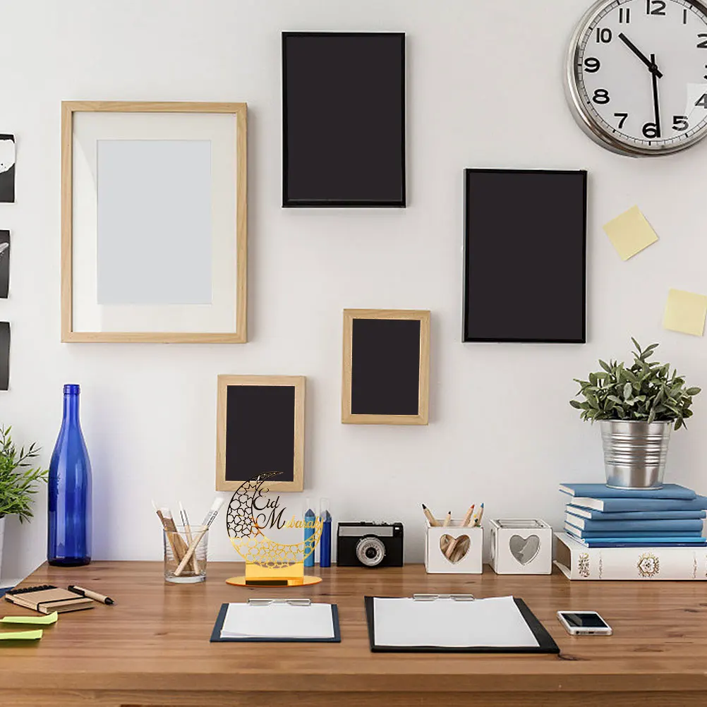 

Golden Acrylic Moon Ornament Eid Desktop Decor Ramadan Festival Adornment Creative Design Practical Home Bar Restaurant