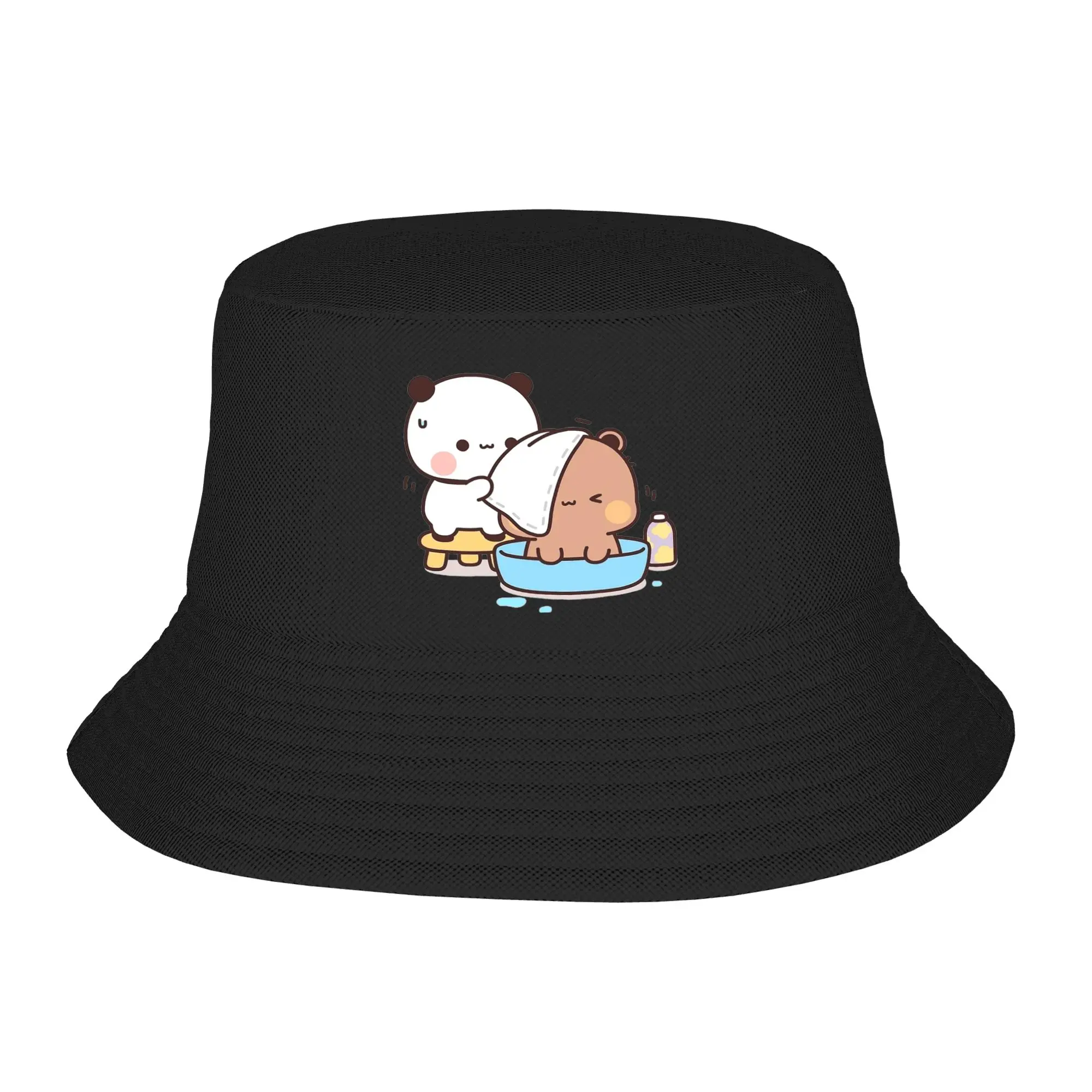 Street Bubu and Dudu Bath Bucket Hat Unisex Packable Camping Cute Bear Couple  Fishing Cap Beach Hatwear Panama Hat
