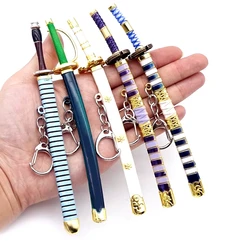 15cm Mini Roronoa Zoro Katana Keychain OP Anime Peripherals Metal Sword Buckle Weapon with Toolholder Scabbard Toy Gift For Fans