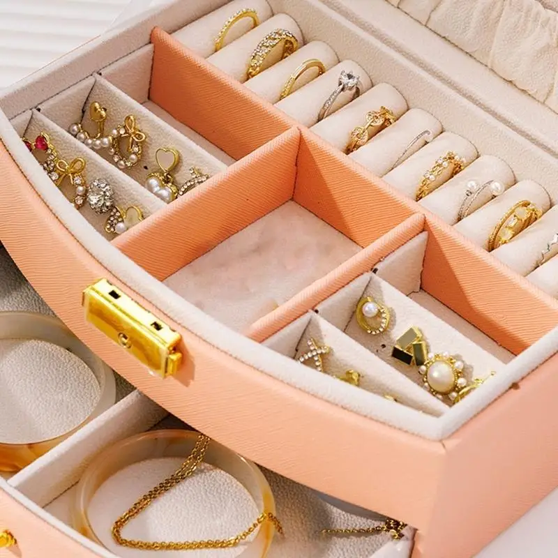 31BB Rigid Shell Jewelry Box with Metal Clasp and Leather Exterior