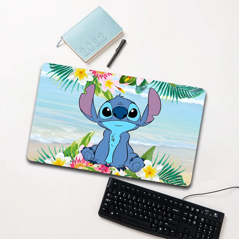 

Disney Lilo & Stitch Blue Stitch Beach Tropical Plant Mouse Pad Large Non-slip Waterproof Desk Mat for Laptop Office