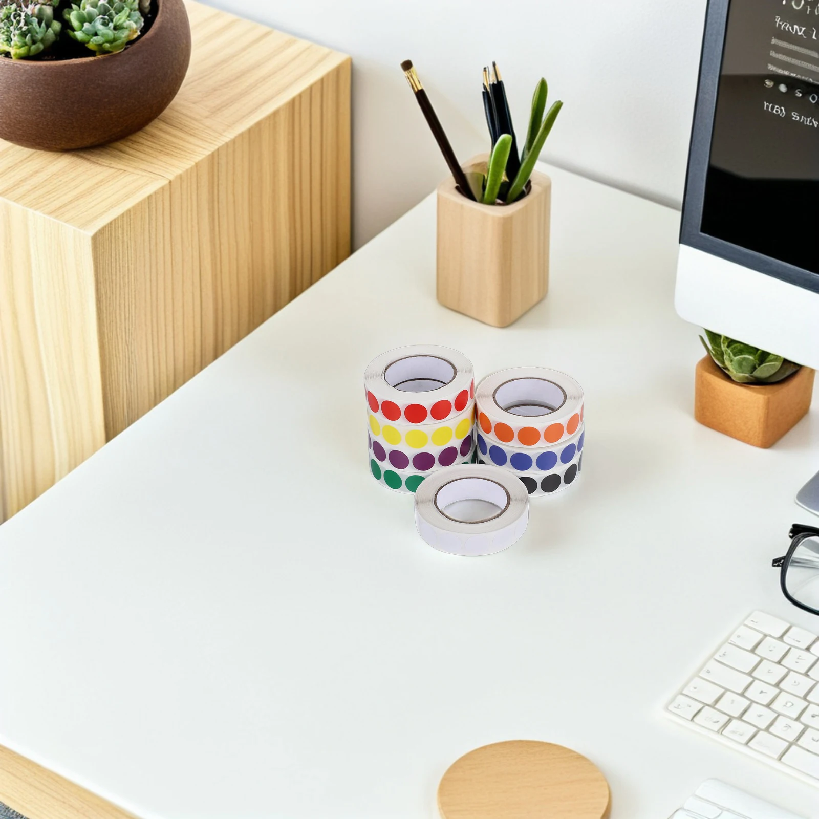

8 Rolls/8000PCS Small Dot Label Color Coded Stickers Colored Dots Circle Coding Labels