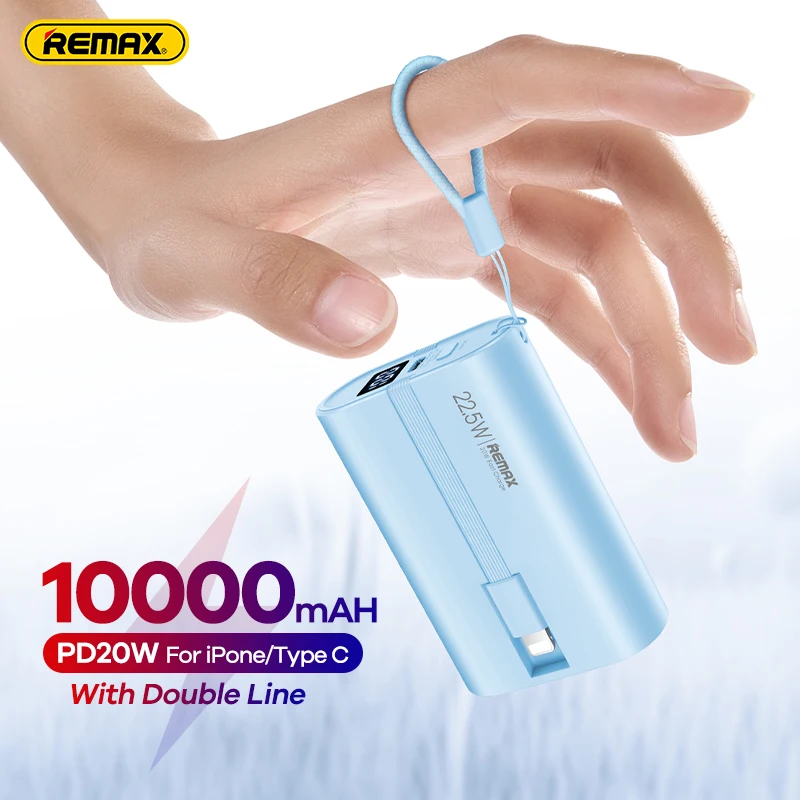 

Remax 22.5W PD20W 10000mAh Power Bank Fast Charging With USB Type C Cable for Xiaomi Huawei iPhone 13 14 15 Max Mobile Phones