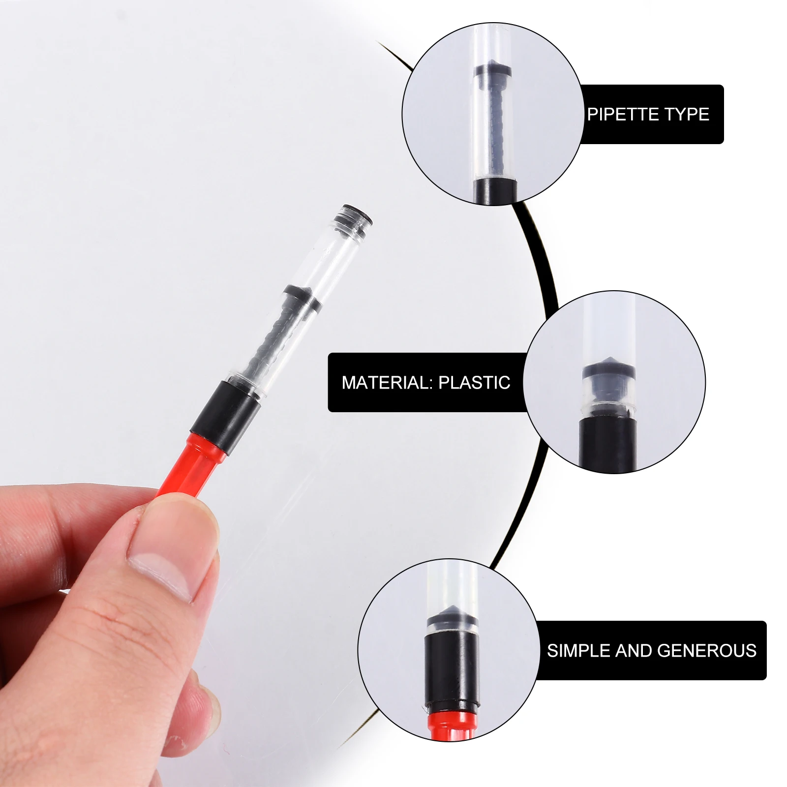 10 Pcs Refillable Ink Absorber Capsules Universal Fountain Pen Converter Plastic Student Writing Tool Ergonomic Design