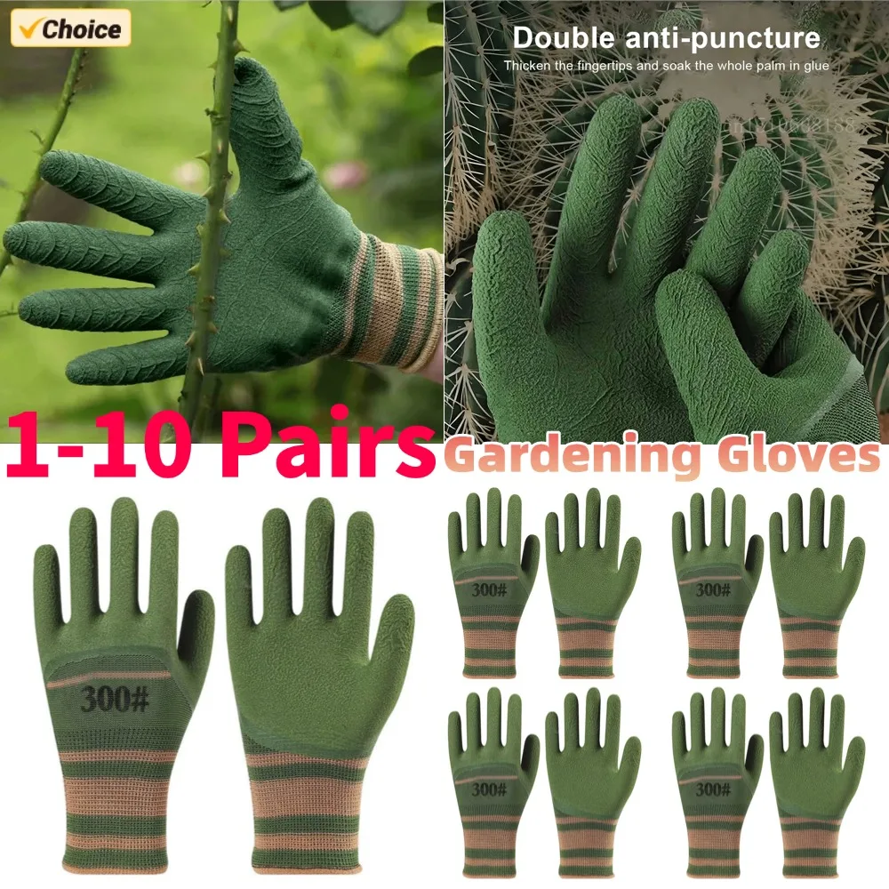 1-10Pair Breathable Protection Glove Gardening Gloves Waterproof Work Garden Gloves for Cactus Rose and Blackberry for Women/Men