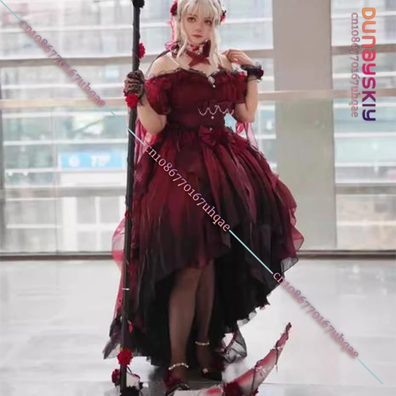 Lolita Red Dress Flower Wedding Dress Cospaly Costumes Y2K Lolita Heavy Industry Trail Puffy Princess Dress Halloween Disguise