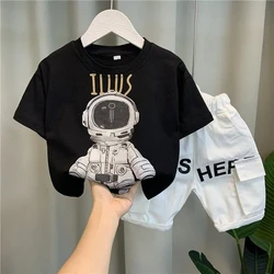 Children's Set New Boys Baby Summer Thin Cartoon Short sleeved T-shirt Shorts Two piece Set Kids Clothing Suit