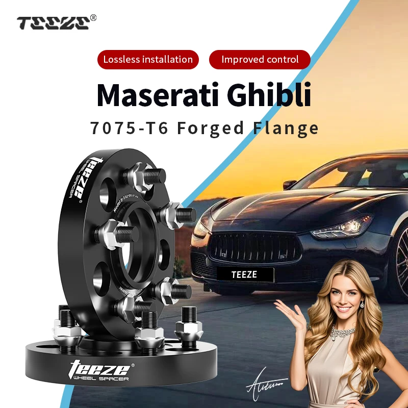 

Teeze 2/4pcs 5x114.3 CB67.1mm M14x1.5 Hub Centric Black Forged wheel spacer For Maserati Ghibli Flange Plate15/20/25/30/35mm