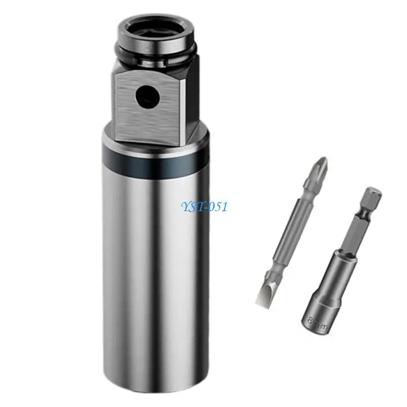 E15A Drill Quick Conversion Adapter Metal Power Tool Drill Inverter Shaft with Side Locking Hole for Home Repair DIY