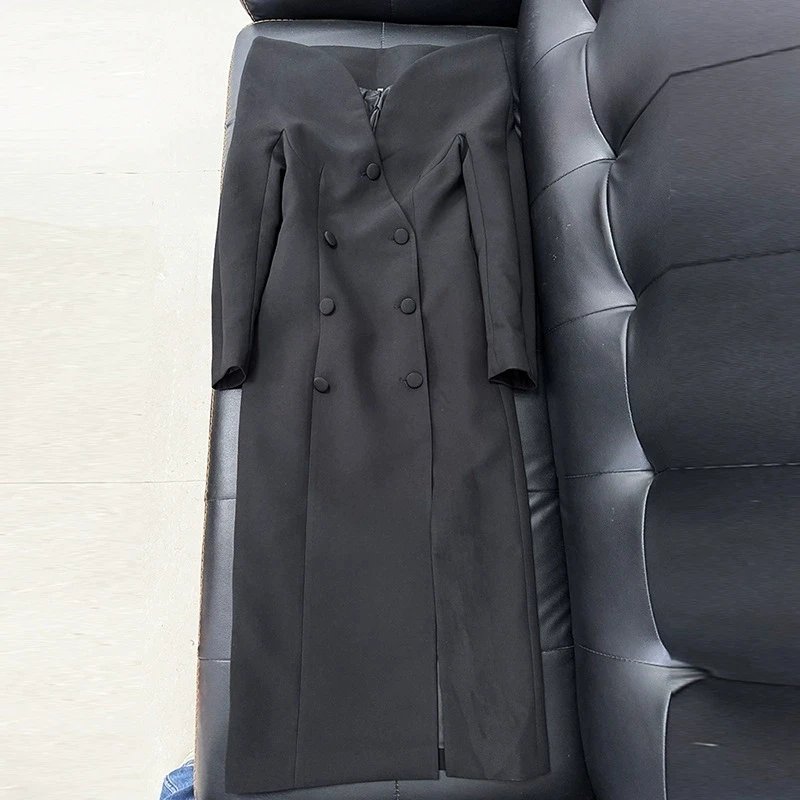 가을 겨울 신상 트렌디하고 개성있는 디자인 스탠드 칼라 슬림핏 긴팔 롱 윈드브레이커 재킷