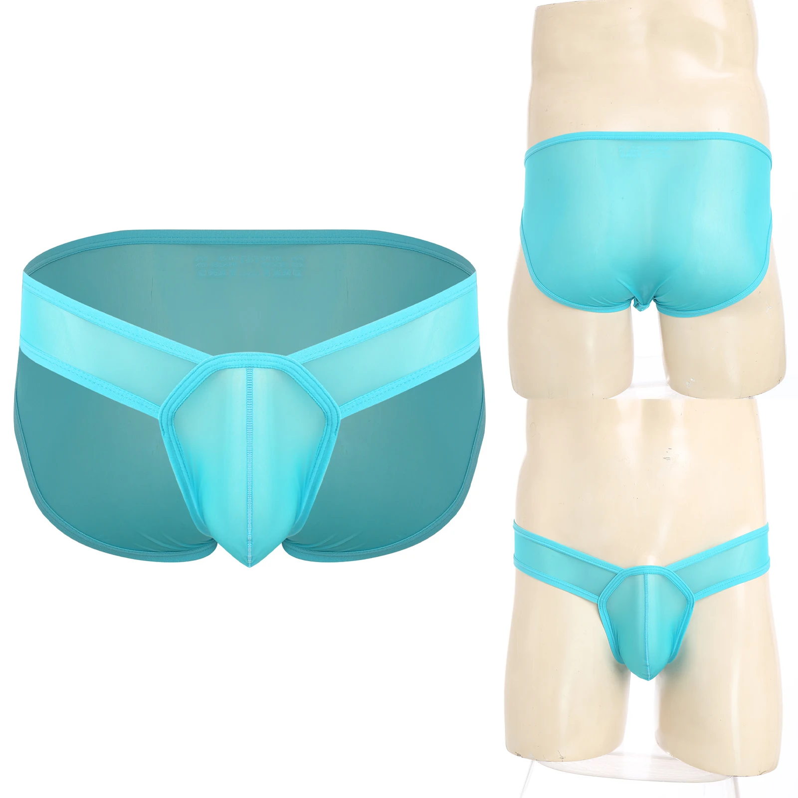 

Men Sissy Breathable Sheer Mesh Boxer Briefs Elastic Waistband Bulge Pouch Low Rise Briefs Lingerie for Swimming Trunks Panties