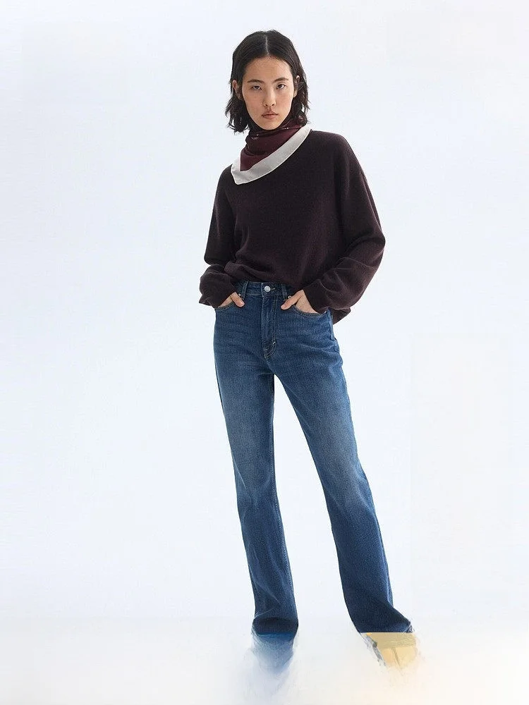 

High Waist Flared Jeans Women's Summer New Style Casual Slim Fit Cotton Blend Stretchy High Waist Jeans by H&M 1316497