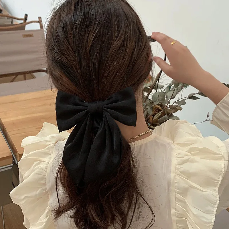 New Bow Ribbon Hair Band for Women Retro Simple Ponytail Hair Ties Girls Fashion Elegant Elastic Scrunchy Hair Accessories