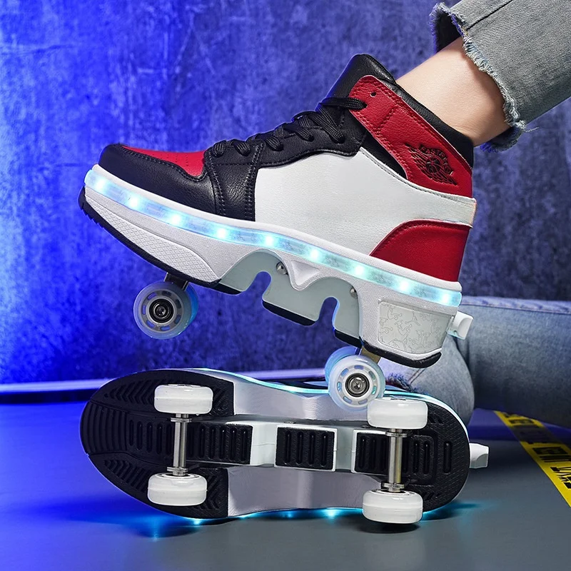 TFanJump-Zapatillas con ruedas LED para niño y adolescente, zapatos informales para correr, interiores y exteriores, calzado de Skate Parkour para