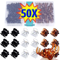 10-50pcs Mini Hair Claw Clips for Women Girls Black Brown Transparent Plastic Small Claws Hair Pins Clamps Headwear Accessories