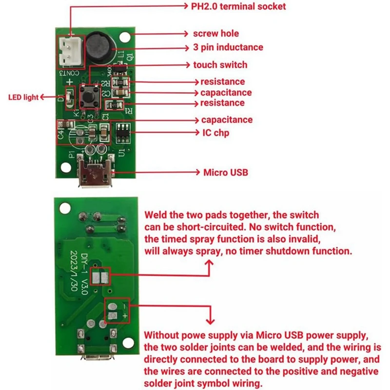 6Pack DC 5V USB Humidifieration Atomization Disc Mirco Interface Atomization Drive Circuit Board For DIY Home