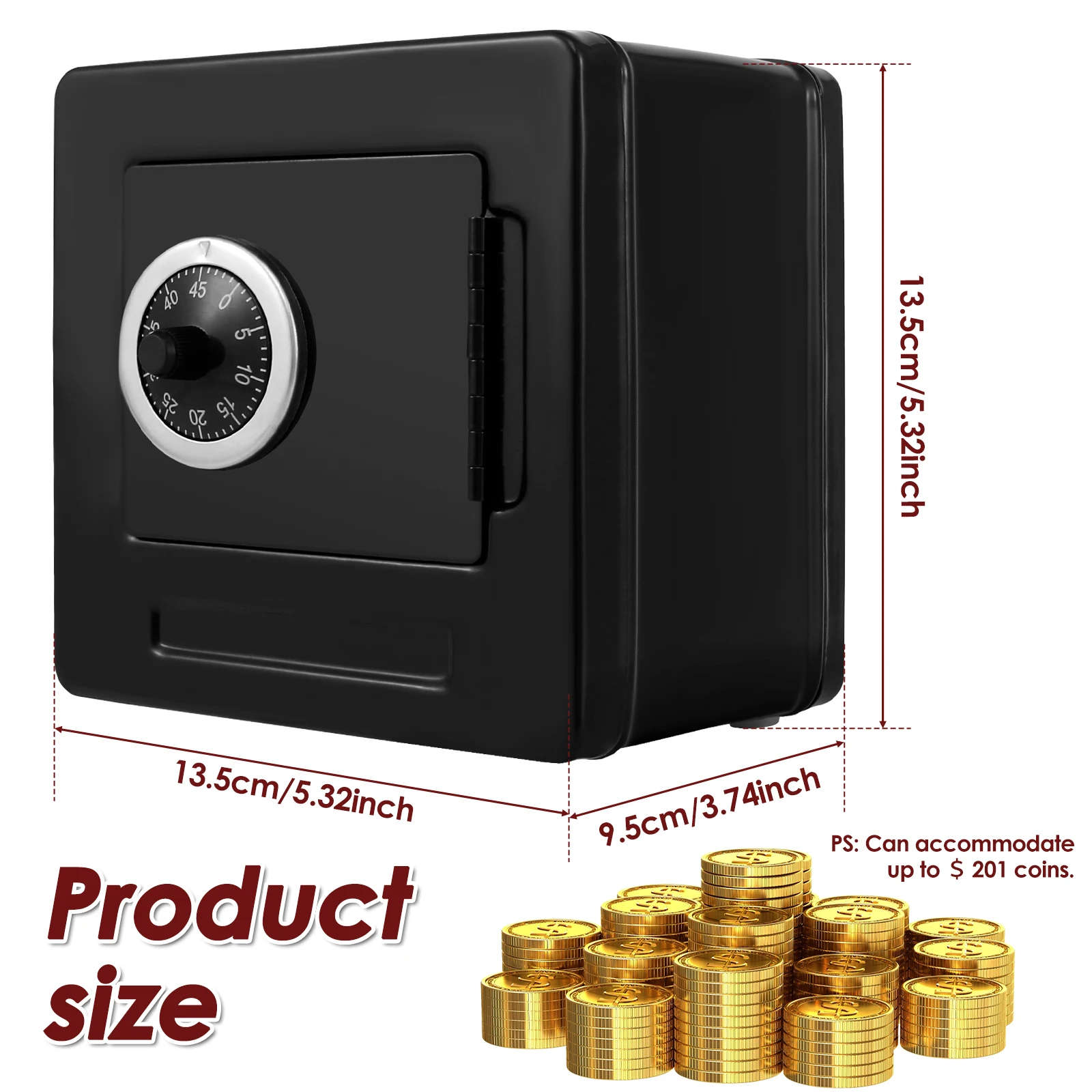 Money Box Piggy Bank Cash Box with Combination Lock Coin Storage Box Money Saving Box Gift for Helps Kids Adults of Saving