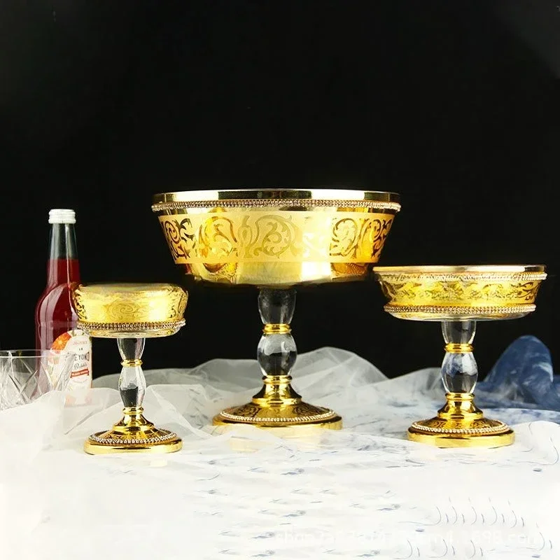 

Small broken diamond fruit plate, Middle East gold-plated crystal glass fruit plate
