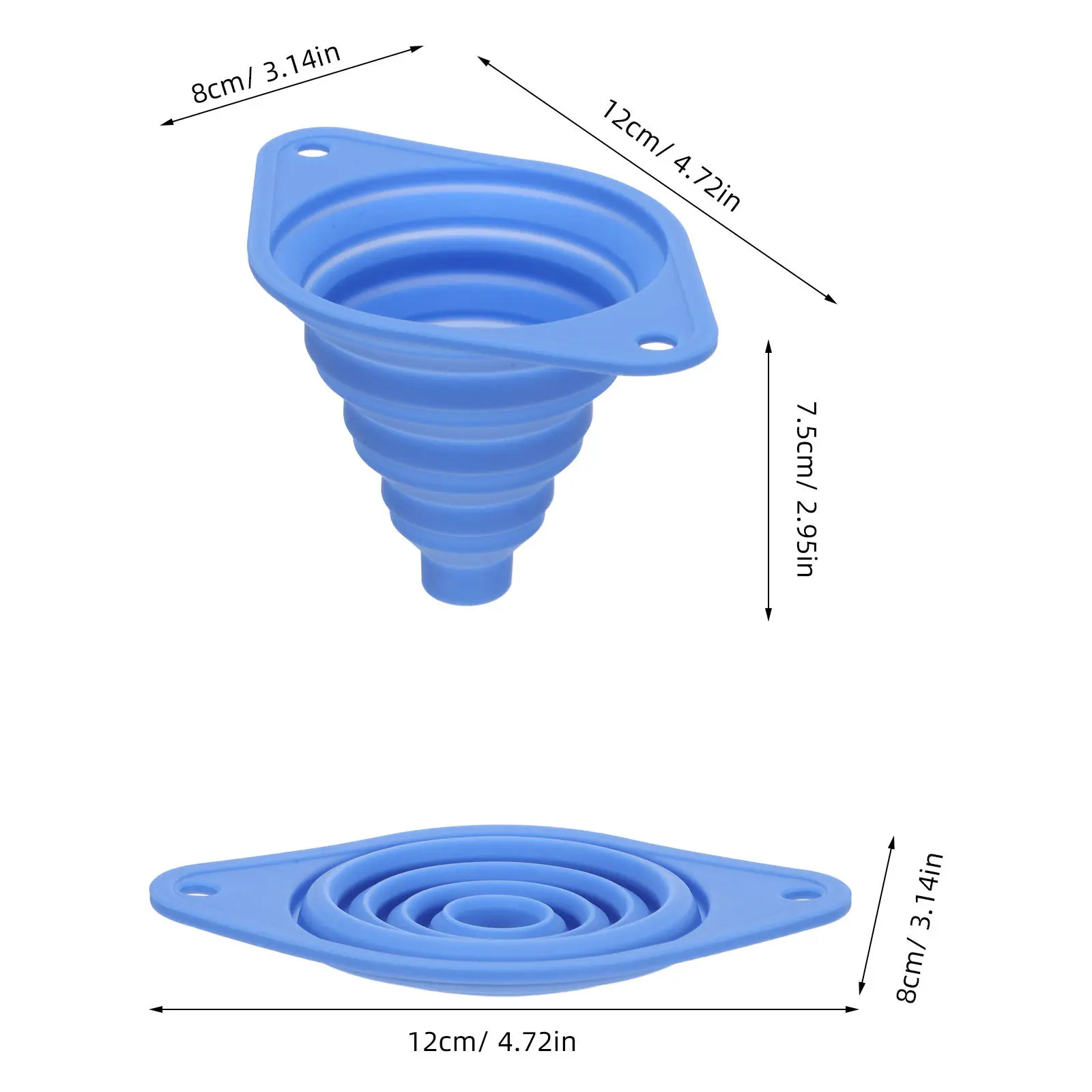 Silicone Collapsible Funnel Blue Wide Mouth Food Grade Silicone Kitchen Funnel for Jars Oil Jam Rv Camping Liquid Transfer