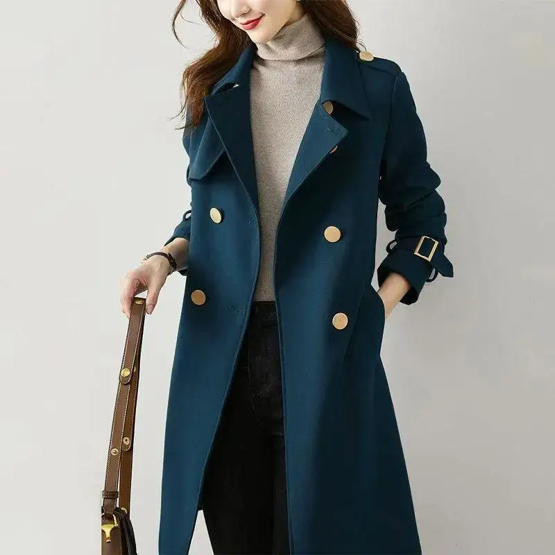 Casual Trench Coat Women 2024 Autumn Winter New Korean Office Lady Casual Long New In Coats & Jackets Outwears