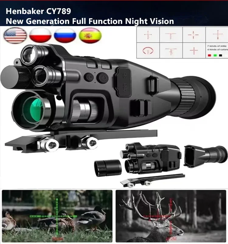 

Henbaker Night Vision with 1080P HD 850nm 940nm Infrared and Wifi APP 24x NV Optical Hunting Sight Moncular Camera CY789