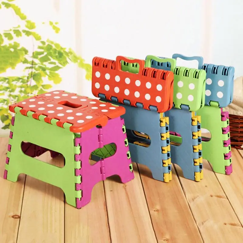 Foldable Step Stool Durable Plastic Stool With Comfortable Handle Folding Stool For Adults Children Small Collapsible step stool