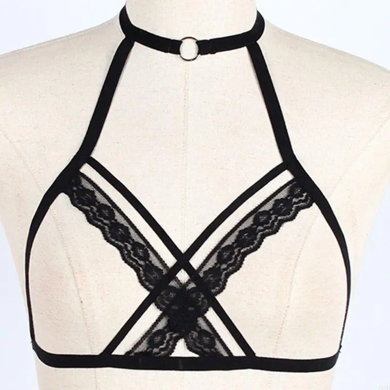 p8db المرأة مثير قفص الرسن v-neck الملابس الداخلية bustier hollow الكأس المفتوحة كأس تسخير كريس
