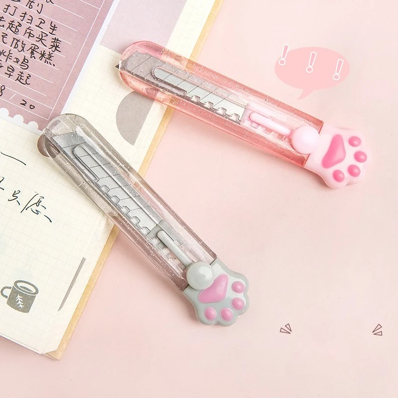 1/2pcs Cat Paw Utility Knife, Mini Portable Box Cutter, Cute Art Knife for Envelope Opener, Scrapbooking, School Office Use