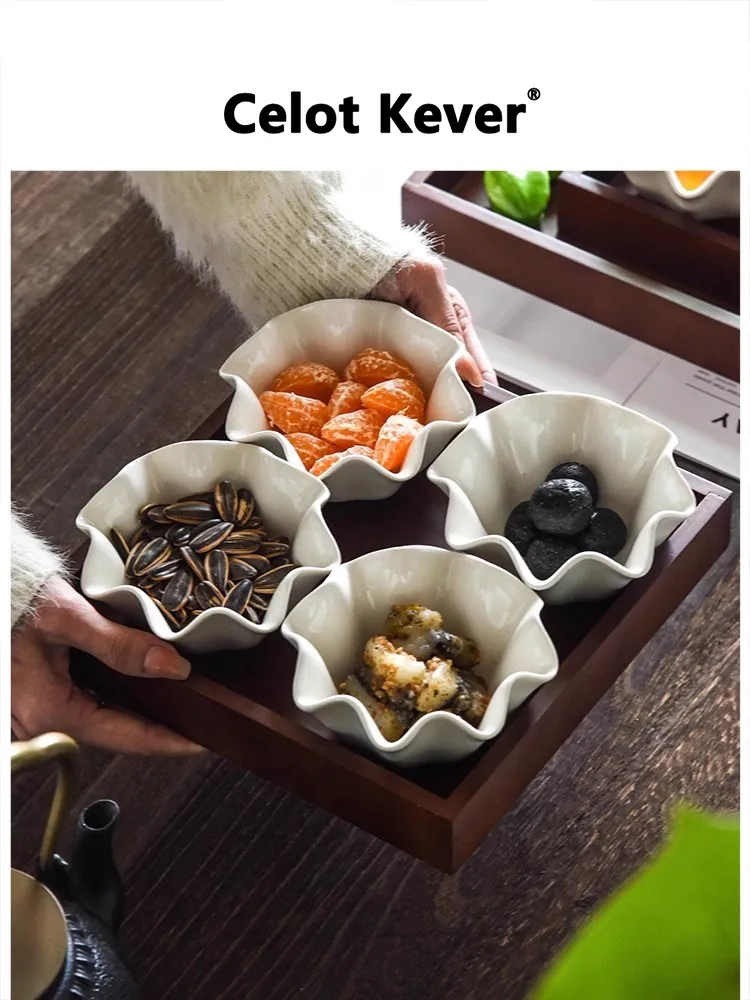 

Japanese Style Simple Household Use Ceramic Fruit Dim Sum Plate Advanced Exquisite Classification Snacks Suit Storage Tray