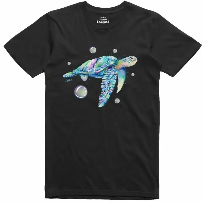 T-Shirt Regular Fit Imprimé Naturel Tortue Psychédélique 100% Coton