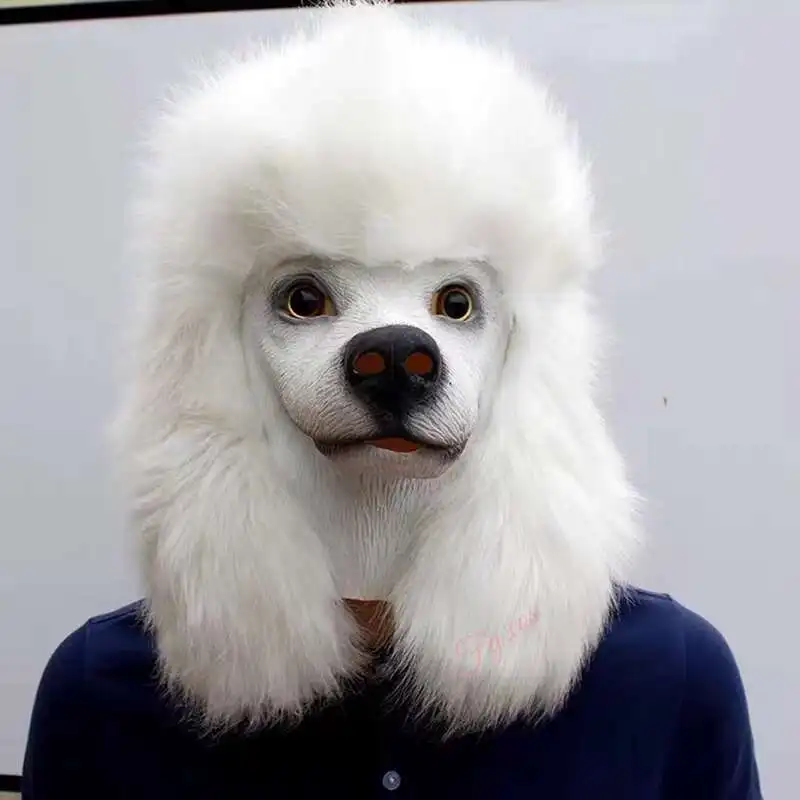 

Dog Mask Poodle Monkey Horse Latex Mascara Carnival Cosplay Funny Animal Full Face Adult Man Disguise Halloween Costume for Men