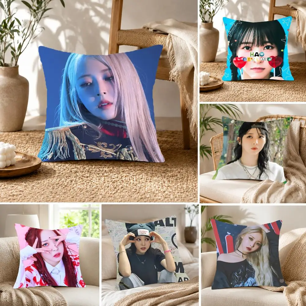 Cool Kpop Female Rapper M-Moon Byul Cushion Cover Fluffy velvet Nordic style plush Living room sofa decorative