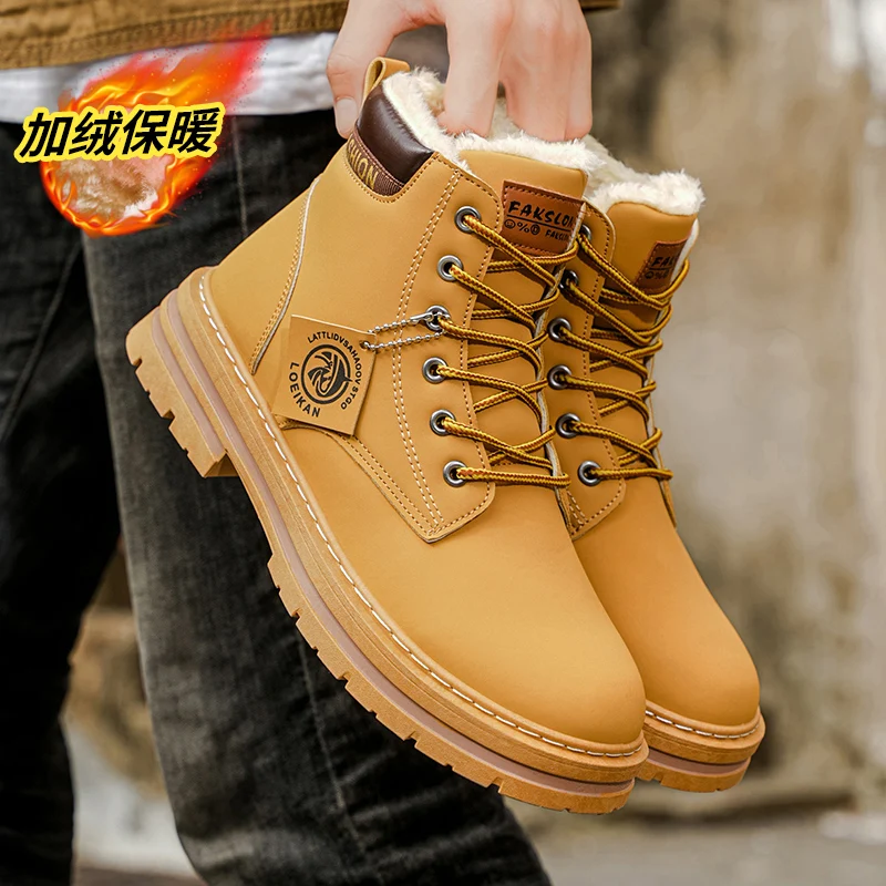 

2025 New Classic Fashion Retro Plush Comfortable Anti Slip Snow Boots Men's Winter Warm Cotton Shoes Outdoor Sports Casual Shoes