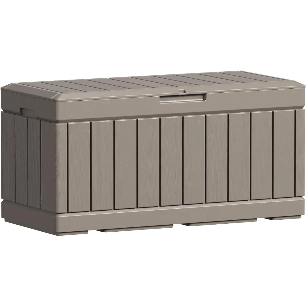 82 Gallon Resin Deck Box Large Outdoor Storage for Patio Furniture, Garden Tools, Pool Supplies, Weatherproof and UV Resistant