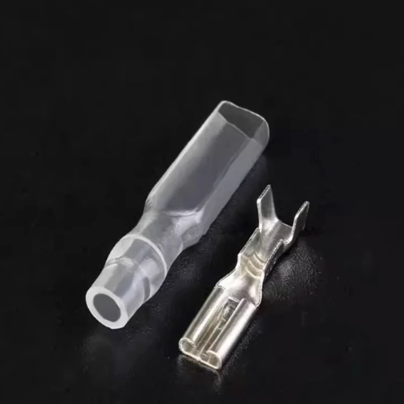 50sets  2.8 mm with transparent sheath inserted spring 2.8mm Female connector terminal Faston with insulator for wire