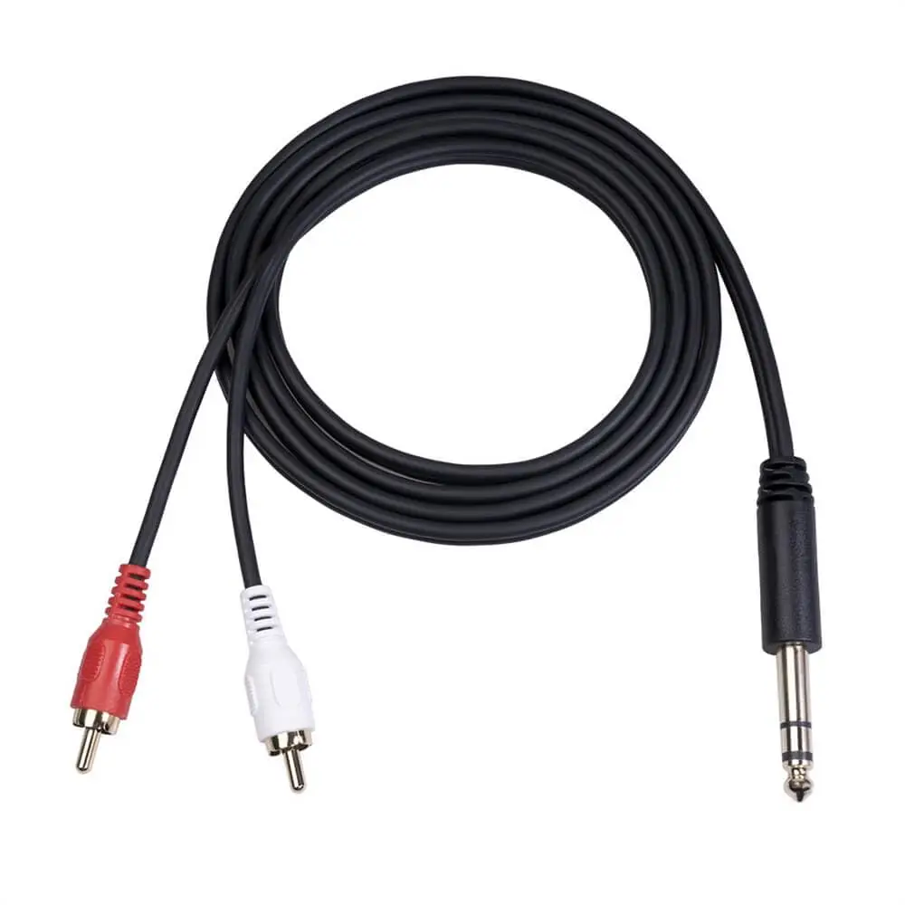 1.5Meter 6.35Mm 1/4 Inch Male to 2 RCA Male Stereo Audio Adapter Y Splitter RCA Cable