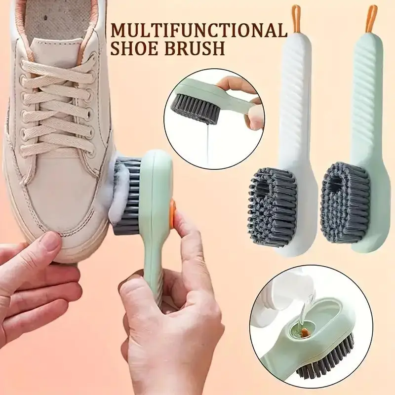 Multi-Surface Liquid Shoe Brush - Soft Bristles & Ergonomic Handle for Bathroom, Kitchen & Laundry Cleaning