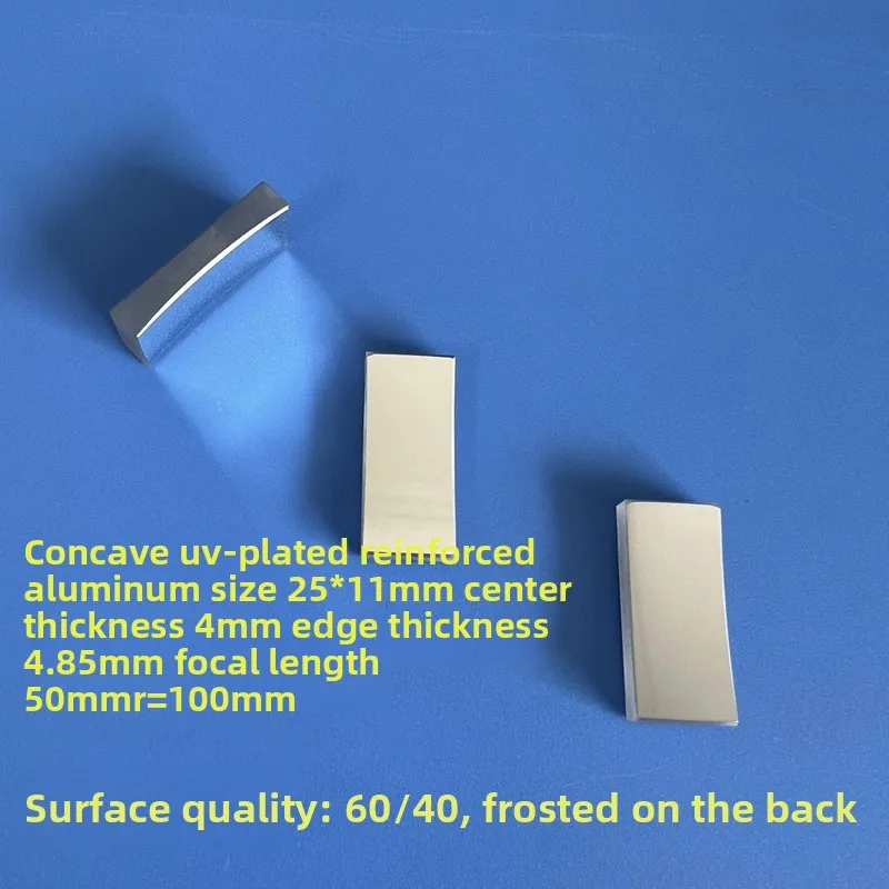 UV-Enhanced Aluminum Plano-Concave Mirror - 25×11×3mm, Focal Length F=50mm, UV Focal Reflection