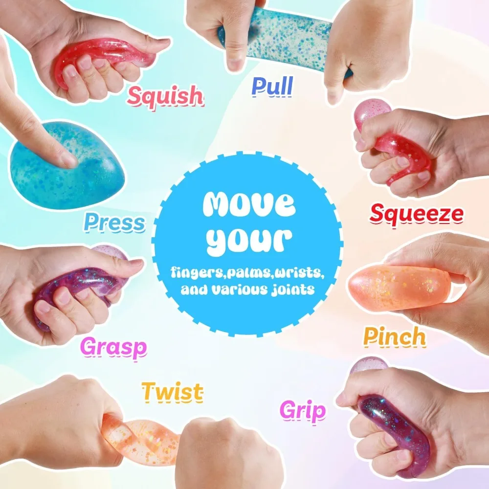 Squishy Drop Fidget Toy Stress Relief Sensory Toys for Adults Kids Autism ADHD, Ice Cube Shape Hand Exercise Stress Ball Gifts
