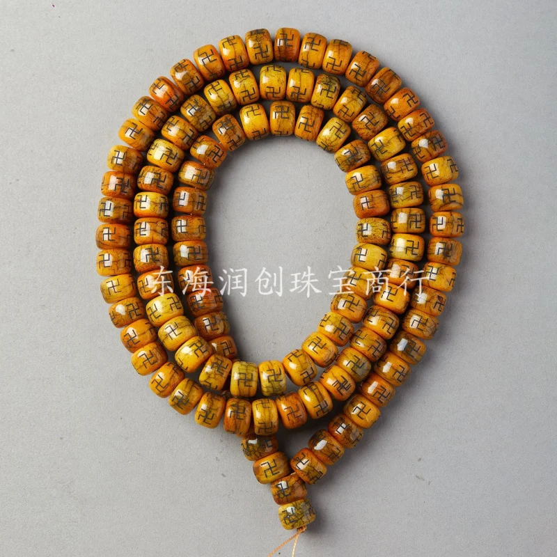 

108 Of Ox Bone Wan Zi Old Style Buddha Beads Hanging Chain Bracelet Accessories