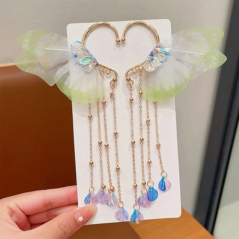 Gift Cute Children's Earrings Baby Princess Halloween Cosplay Fairy Tassel Ear Hooks Girls Mermaid Elf Ear Cuffs