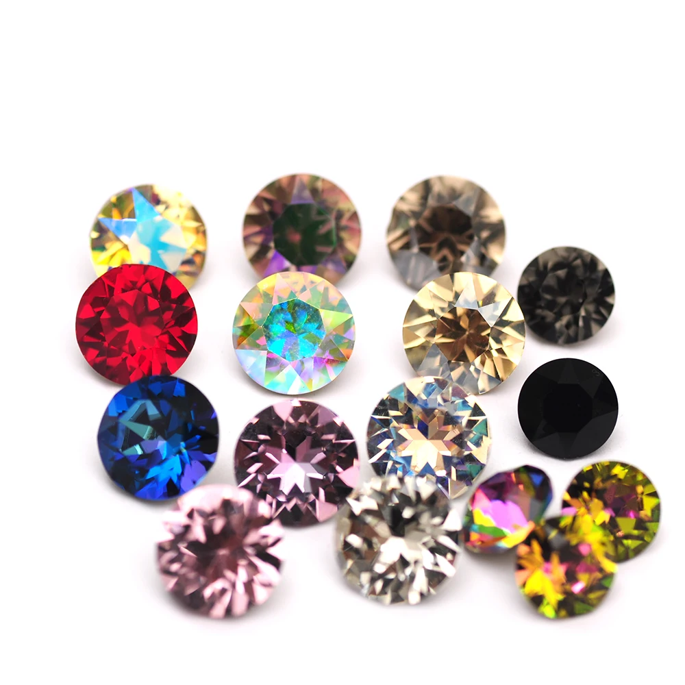 10PCS Super Bunte 5A Xirius Strass DIY Schmuck Machen Glas Perlen Pointback Runde Kleber Auf Nail art Zubehör Kristalle – Detail 4