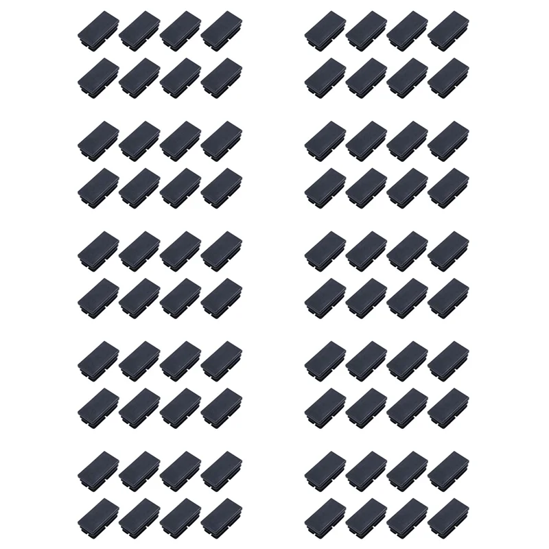 A02F-80 قطعة من أغطية نهاية التقطيع المستطيلة من البلاستيك الأسود مقاس 20 مم × 40 مم